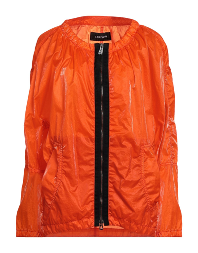 Shop Ahirain Woman Overcoat & Trench Coat Orange Size M Textile Fibers