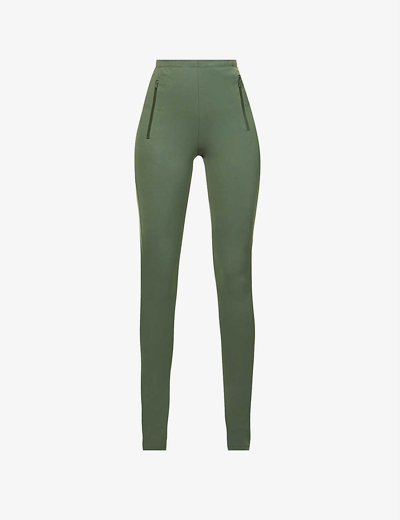 Shop Wardrobe.nyc Zipped-hem High-rise Stretch-woven Leggings In Green