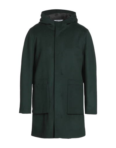 Shop Bottega Martinese Man Coat Dark Green Size 42 Wool, Polyamide, Cashmere