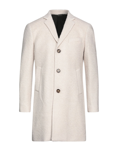 Shop Alessandro Dell'acqua Man Coat Ivory Size 36 Polyester, Viscose, Wool In White