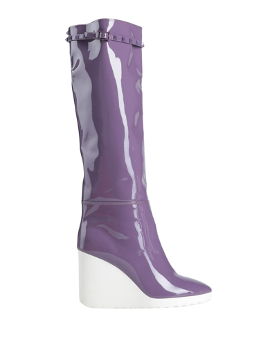Shop Valentino Knee Boots In Light Purple