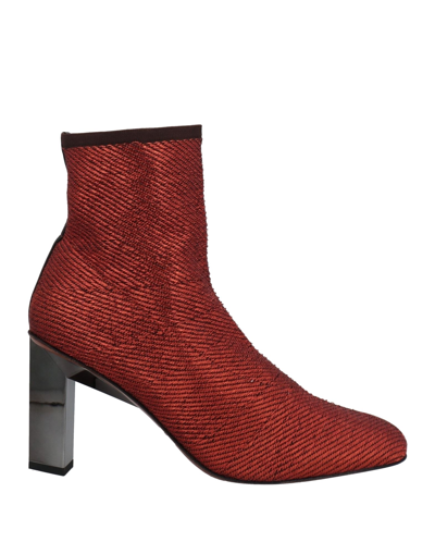Shop Clergerie Woman Ankle Boots Rust Size 7.5 Textile Fibers In Red