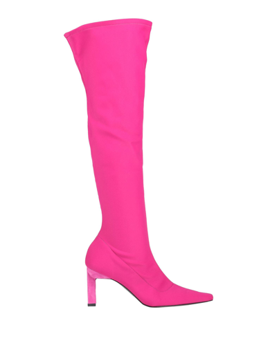 Shop Luca Valentini Woman Boot Fuchsia Size 6 Textile Fibers In Pink