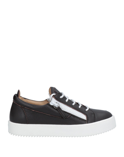 Shop Giuseppe Zanotti Woman Sneakers Dark Brown Size 8 Soft Leather