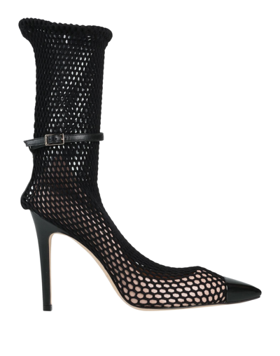 Shop Elisabetta Franchi Woman Ankle Boots Black Size 6 Soft Leather, Textile Fibers