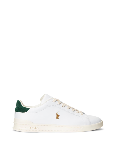 Shop Polo Ralph Lauren Heritage Court Ii Leather Sneaker Man Sneakers Ivory Size 8 Soft Leather In White