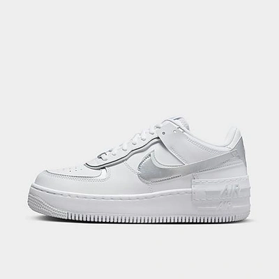 Shop Nike Women's Air Force 1 Shadow Casual Shoes In White/metallic Silver/pure Platinum