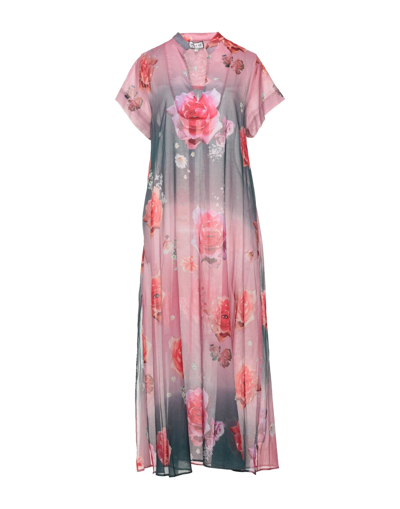 Shop Paul & Joe Woman Long Dress Pastel Pink Size 4 Cotton