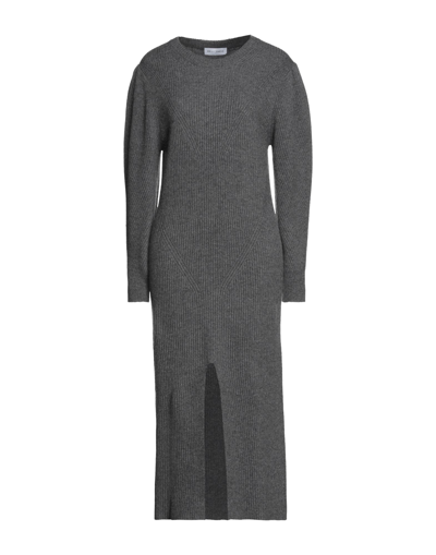 Shop Weili Zheng Woman Midi Dress Grey Size L Wool