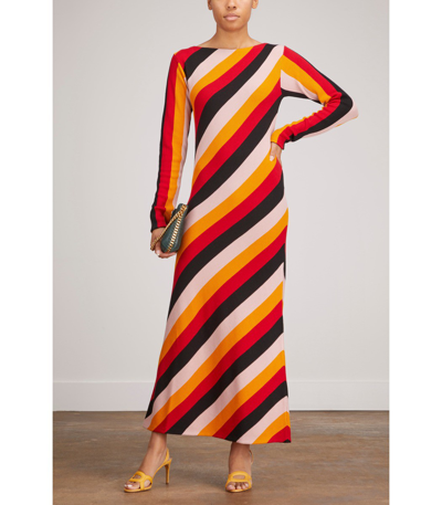 Shop La Doublej Knit Swing Dress In Black Stripes In Multi