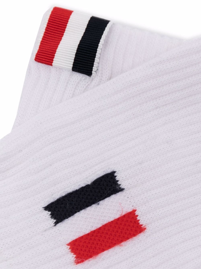 Shop Thom Browne Rwb-stripe Cotton-blend Socks In White