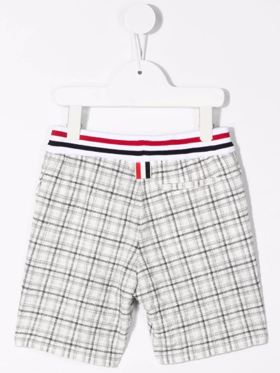 Shop Thom Browne Check-pattern Knit Shorts In White