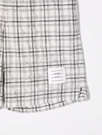 Shop Thom Browne Check-pattern Knit Shorts In White