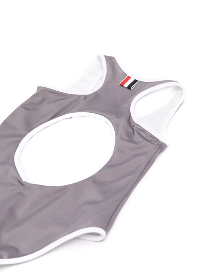 Shop Thom Browne 4 Bar Stripe Swimsuit In Grey