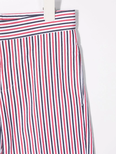 Shop Thom Browne Rwb Stripe Cotton Shorts In Red