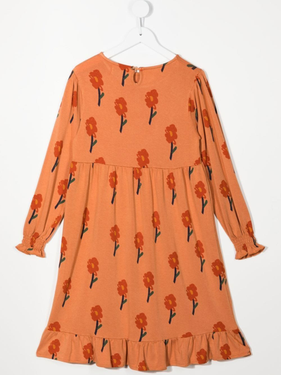 Shop Bobo Choses All-over Floral-print Midi Dress In Orange