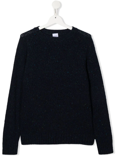 Shop Aspesi Teen Long-sleeve Knitted Jumper In Blue