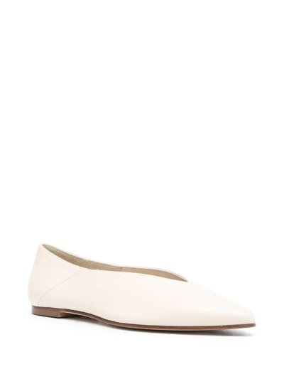 Shop Aeyde Moa Leather Ballerina Shoes In Neutrals