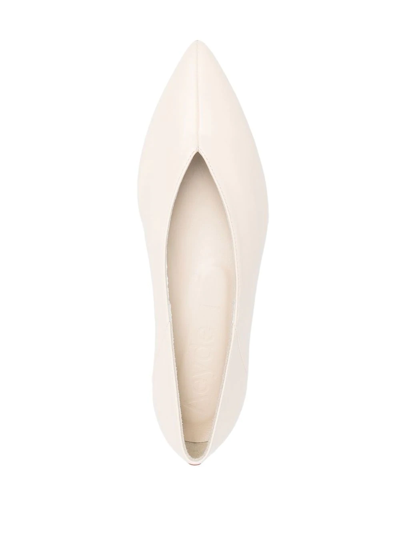 Shop Aeyde Moa Leather Ballerina Shoes In Neutrals