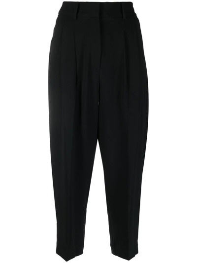 Shop Michael Michael Kors High-waisted Cropped Trousers In Black