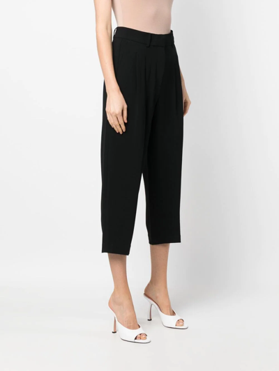 Shop Michael Michael Kors High-waisted Cropped Trousers In Black