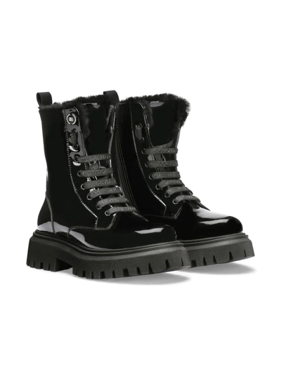 Shop Dolce & Gabbana Patent Leather Combat Boots In Black