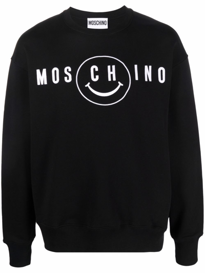 Shop Moschino Men's  Black Cotton Sweatshirt