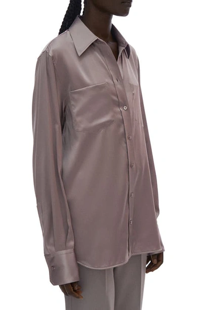 Shop Helmut Lang Core Silk Blend Button-up Blouse In Wisteria