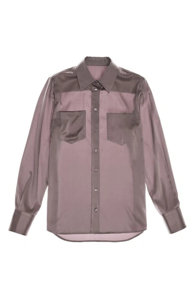 Shop Helmut Lang Core Silk Blend Button-up Blouse In Wisteria