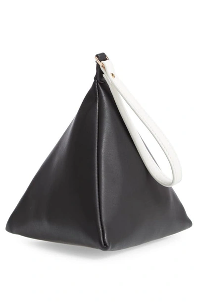 Shop Mali + Lili Polly Pyramid Vegan Leather Wristlet In Black/ White