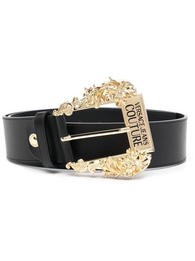 Shop Versace Jeans Couture Versace Jeans Leather Belt In Black