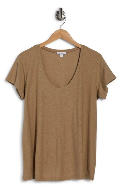 Shop James Perse Deep V-neck T-shirt In British Khaki