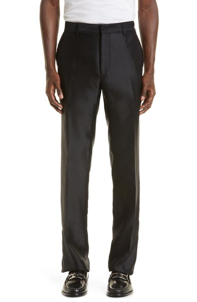 Shop Fendi Ff Logo Pinstripe Wool Pants In Nero