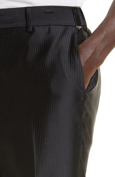 Shop Fendi Ff Logo Pinstripe Wool Pants In Nero