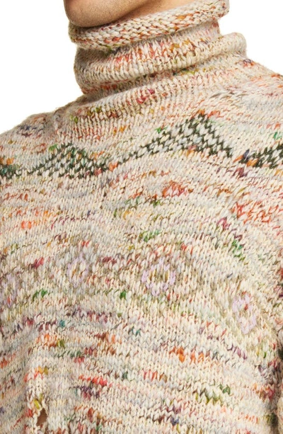 Shop Acne Studios Openwork Detail Turtleneck Sweater In Sand Beige/ Light Khaki