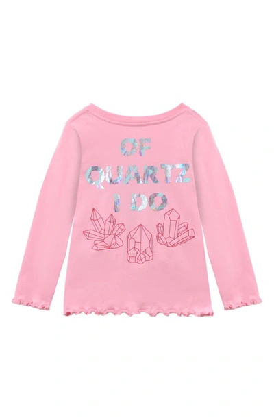 Shop Peek Aren't You Curious Kids' Geology Embellished Long Sleeve Cotton Graphic T-shirt In Pink