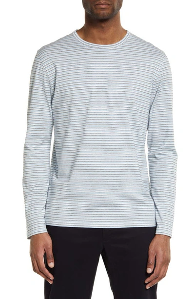 Shop Vince Stripe Long Sleeve Slub T-shirt In Light Blue Line/ Coastal