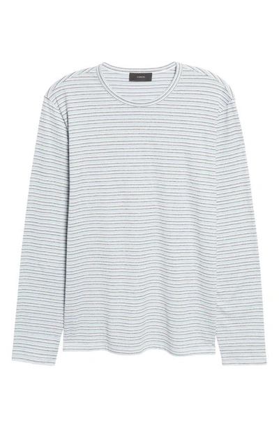 Shop Vince Stripe Long Sleeve Slub T-shirt In Light Blue Line/ Coastal