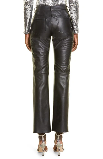 Shop Brandon Maxwell Faux Leather Straight Leg Ankle Pants In Black