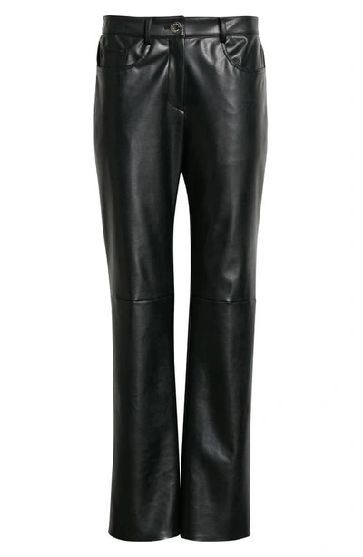 Shop Brandon Maxwell Faux Leather Straight Leg Ankle Pants In Black
