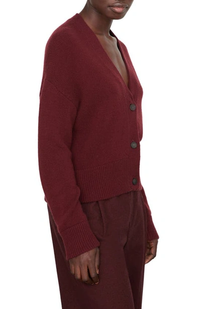 Shop Vince Wool & Cashmere Boxy Cardigan In Plum Wine