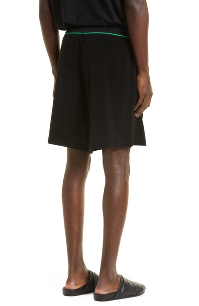 Shop Bottega Veneta Elastic Waist Cotton Twill Shorts In Black
