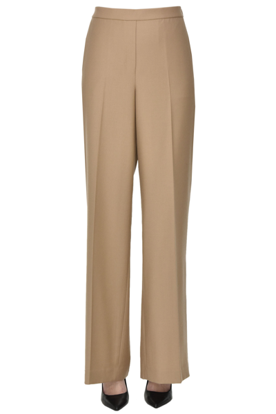 Shop Theory Palomino Wide Leg Trousers In Beige