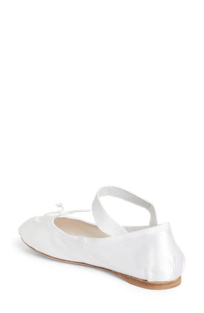 Miu Miu Logo Band Ballet Flat In Bianco