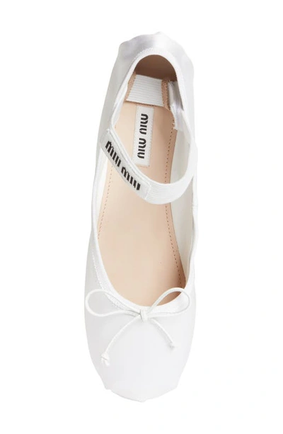 Shop Miu Miu Logo Band Ballet Flat In Bianco