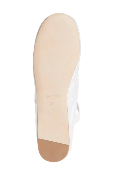 Shop Miu Miu Logo Band Ballet Flat In Bianco