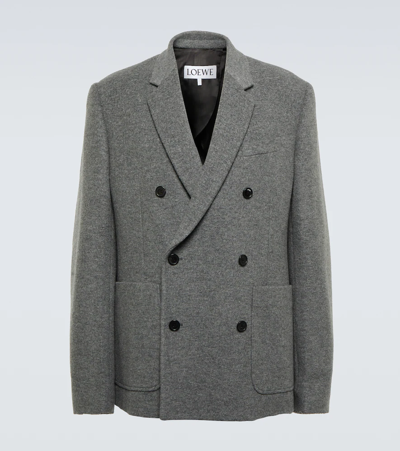 Shop Loewe Wool-blend Blazer In Soft Shark