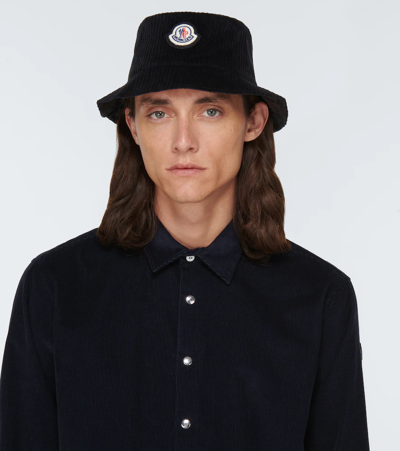 Shop Moncler Corduroy Bucket Hat In Black