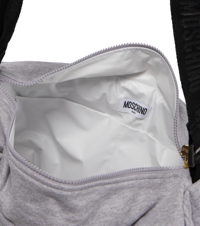 Shop Moschino Baby Printed Changing Bag In Melange Grey
