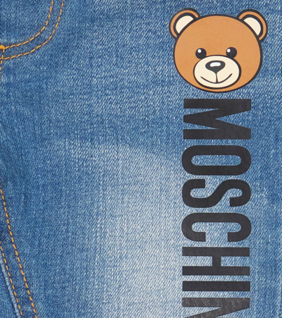 Shop Moschino Baby Logo Printed Jeans In Blu Denim